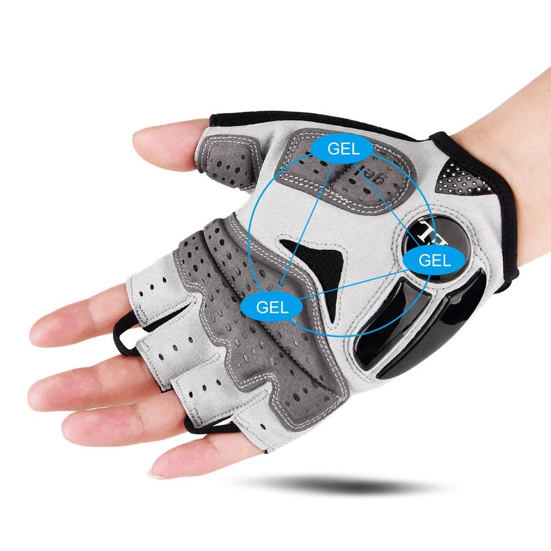 CXWXC Cycling Gloves for Men Women - Breathable Gel Road Mountain Bike Riding Gloves - Anti-Slip Half Finger Glove for Fitness Cycling Training Outdoor Sports - Image 2